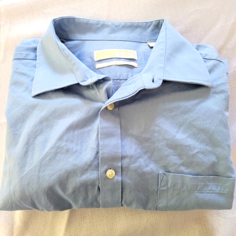 Michael Kors Slim Fit Blue Button Up Shirt Button Down 17 34/35